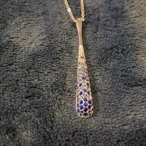 Blue and Silver Baseball Bat Necklace